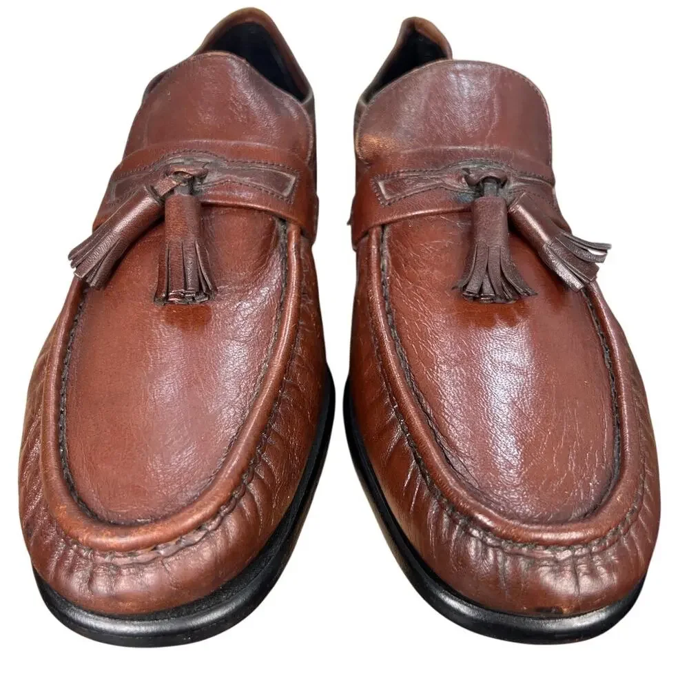 Vintage Florsheim Men’s Pisa Brown Leather Tassel Loafers Size US 10 D